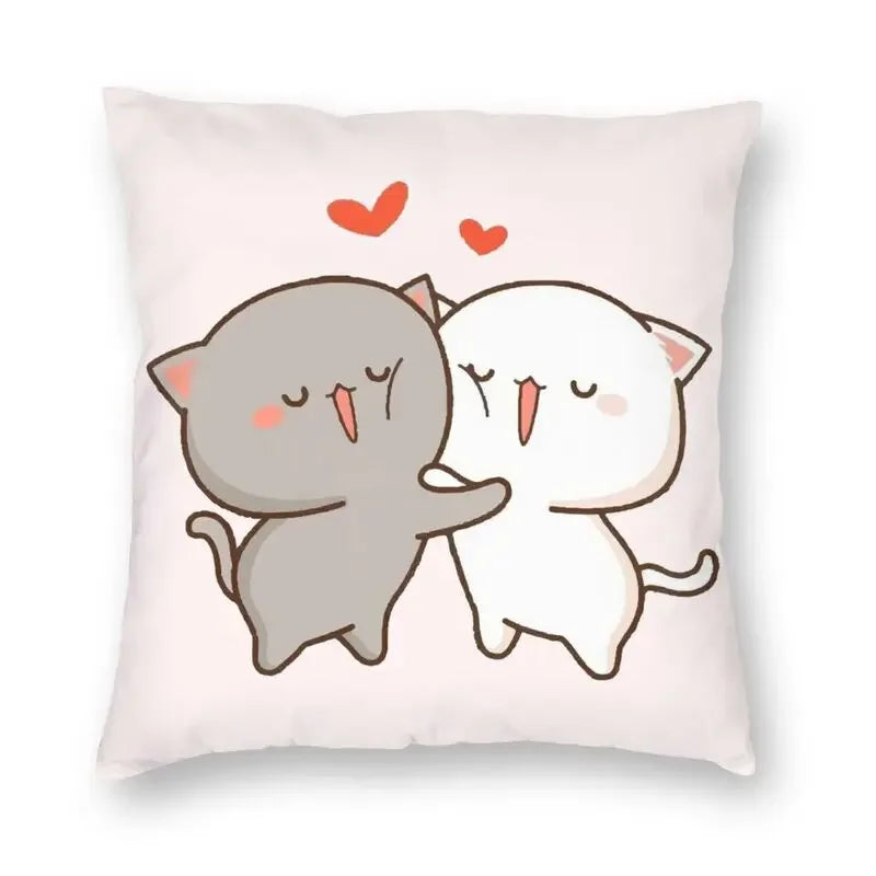Axyaa Bedroom Living Room Couple Cute Cat Fishing Goma Federa Decor Set