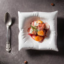Axyaa White Hotel Square Plate, Ceramic Artistic Tableware, New Cold Dish Pillows.
