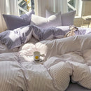 Axyaa Cotton Stripe Bedding Set Ultra Soft Duvet Cover Sheet Pillowcase Set