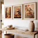 Axyaa Autumn Fantasy Forest Birds Wall Art Prints, Dark Academia Decor Posters