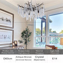 Axyaa Antique Bronze Ice Crystal Chandelier for Kitchen Table Island Bedroom.