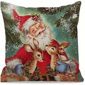 Axyaa Christmas Pillowcase: Santa Claus Fawn Pattern Decoration for Home Sofa