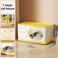 Axyaa Cat House Storage Cabinet, Foldable, 1-3 Tier - Yellow/Green