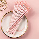 Axyaa Pink Flower Chopsticks Set - Non-slip PET Plastics Chinese Tableware