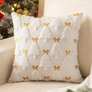 Axyaa Christmas Tree Bow Embroidered Pillowcase - Festive Living Room Decor