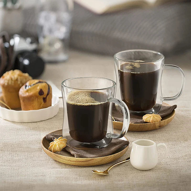 Axya Double Wall Glass Espresso Cups Set for Hot/Cold Drinks