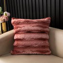 Axyaa Rabbit Fur Striped Throw Pillowcase - Soft Plush Cushion Cover for Home Sofa