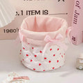 Axyaa Quilted Cotton Bow Organizer Box: High-capacity Round Storage Frame