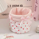 Axyaa Quilted Cotton Bow Organizer Box: High-capacity Round Storage Frame