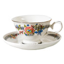 Axyaa Peony Gold Rim Porcelain Coffee Cups and Saucers Vintage Ceramic Mug