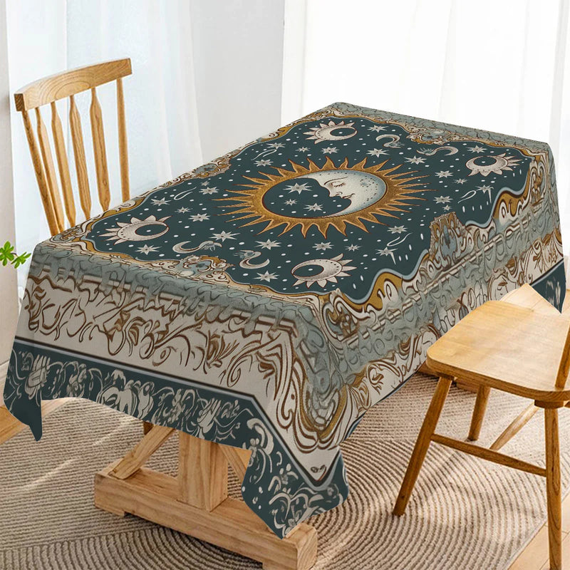 Axyaa Sun Moon Blues Table Runner for Home Kitchen Decor.