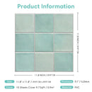 Axyaa Green Tile Stickers, Self-adhesive Backsplash for Kitchen Bathroom, Waterproof, 30 x 30cm