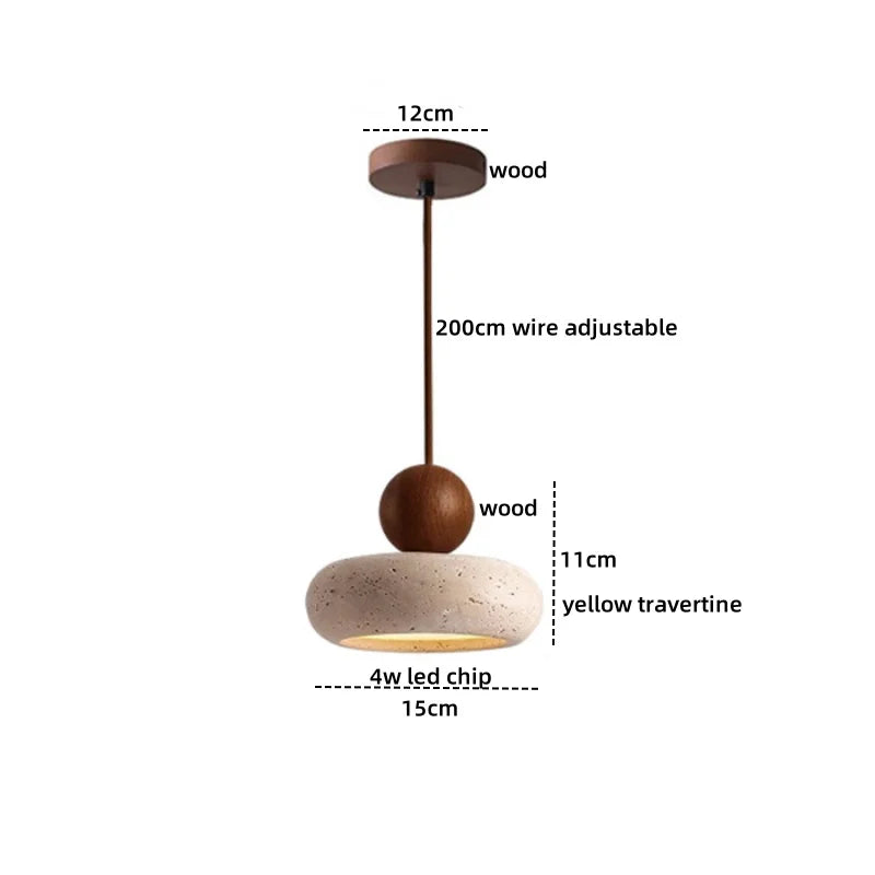 Axyaa Yellow Travertine LED Pendant Lights for Modern Living Spaces