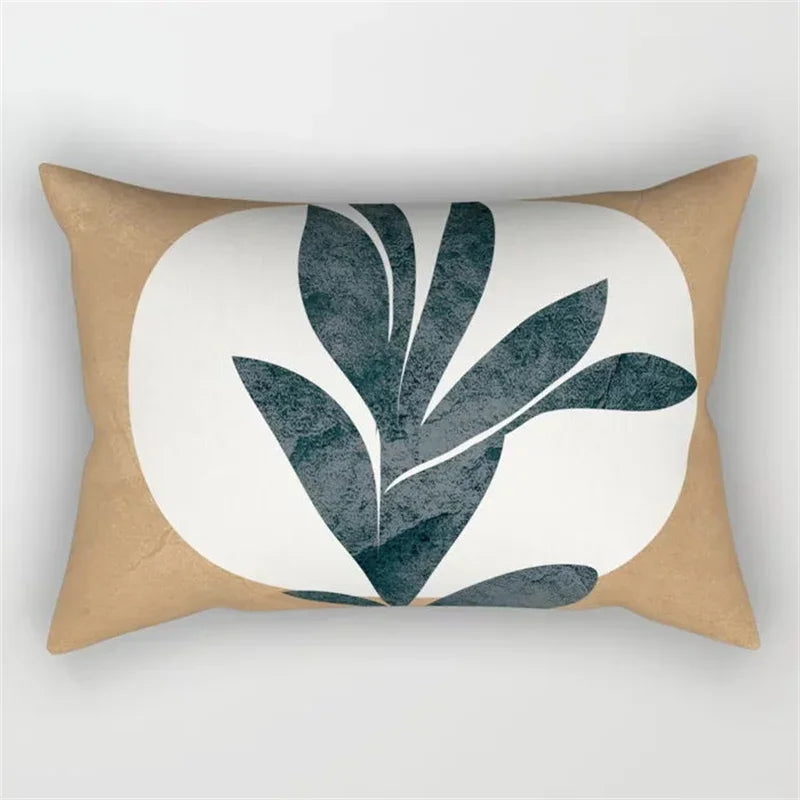 Axyaa Geometric Leaf Plant Print Pillowcase - Modern Nordic Sofa Cushion Cover