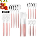 Axyaa Black Silver Cutlery Set for 5 - Stainless Steel Flatware Dinnerware