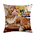Axyaa Cat Series Linen Pillowcase 45x45cm