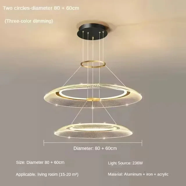Axyaa Aluminum LED Pendant Lamp: Modern, Simple Design for Living & Dining Rooms