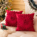 Axyaa Christmas Plaid Sofa Pillow Cover - Red Floral Throw Cushion Cover
