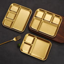 Axyaa Stainless Steel Dipping Plate with Compartments and Tray - Tableware for Snacks and Lunch