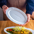 Axyaa Ceramic Fish Plate High Value Vegetable Plate Large Household Tableware Oval Hotel