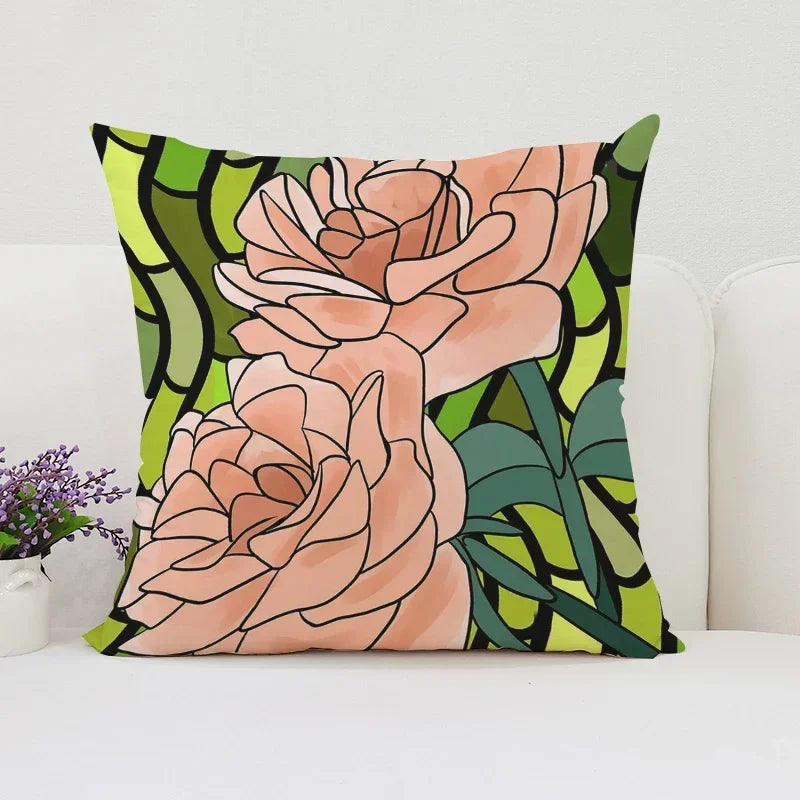 Axyaa Rose Print Pillow Cover - Romantic Home Decor & Gift