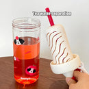 Axyaa Cartoon Straw Water Bottle, Tea Water Separation, 650ML, Cute Design, Juice Cup