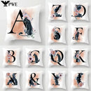 Axyaa Flower Cat Alphabet Pillowcase 45x45cm Cushion Cover, Modern Home Decor