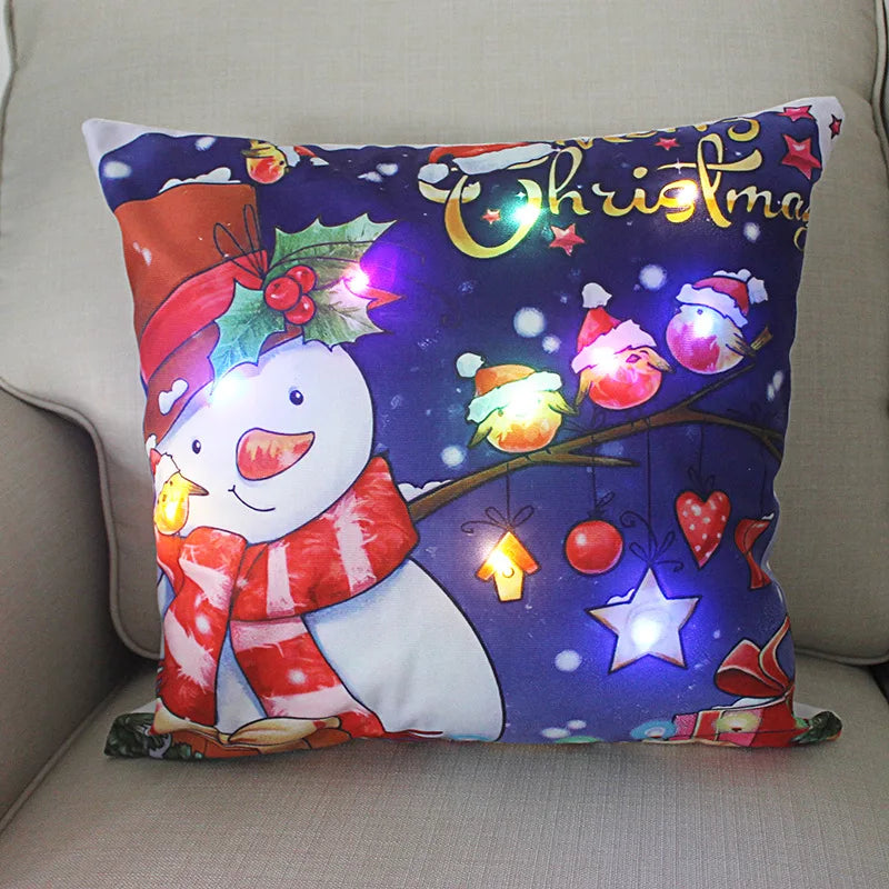 Axyaa LED Christmas Pillow Cover for Festive Holiday Decor