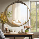 Axyaa Baroque Antique Brass Edge Wall Mirror for Entryway, Bathroom, Living Room