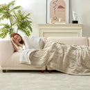 Axyaa Cable Knit Chenille Sherpa Throw Blanket for Sofa Couch Twin Comfort