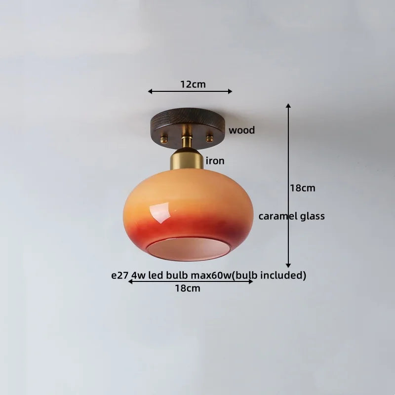Axyaa Japanese Style LED Ceiling Lamp Iron Glass Modern Ceiling Light Home Decor