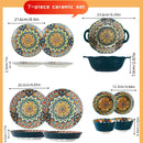 Axyaa 7-Piece Ceramic Dinnerware Set: Dessert, Steak, Pasta, Salad, & Soup Bowls