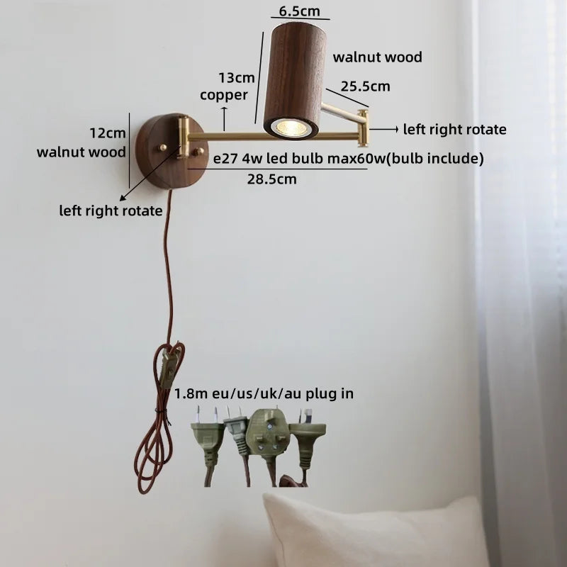 Nordic LED Wall Light Mirror Bathroom Swing Arm Aplique Pared by Axyaa