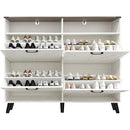 Axyaa Shoe Storage Cabinet with 4 Flip Drawers and Open Shelves