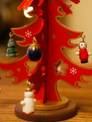 Handmade Wooden Christmas Tree Ornament in Red for Festive Holiday Decor by Axyaa