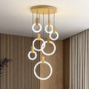 Axyaa Wooden Chandelier Modern Ceiling Lights Stairs Hanging Pendant Lamps