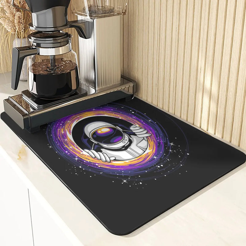 Axyaa Astronaut Silicone Dish Mat - Space Style Diatomaceous Earth Kitchen Accessory
