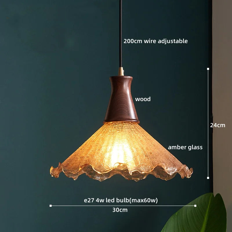 Axyaa Japanese Style LED Glass Pendant Lamp for Kitchen, Bedroom & Living Room