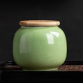 Axyaa Ceramic Tea Jar with Bamboo Lid for Home Storage and Decoration