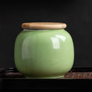 Axyaa Ceramic Tea Jar with Bamboo Lid for Home Storage and Decoration