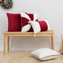 Axyaa Red White Pompom Ball Cushion Covers - Christmas Classical Design