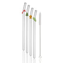 Axyaa Glass Drinking Straws Bent Set with Brush - Milk Shake Coffee Cocktail Straw
