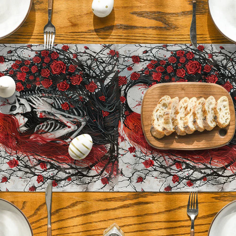 Axyaa Halloween Skull Table Runner: Kitchen Holiday Party Decor & Dining Table Cloth