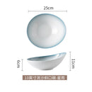 Axyaa Oblique Ceramic Bowl: Large Dessert Fruit Salad Bowl for Hotel and Restaurant Tableware