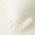 Axyaa Ruffle Pillowcase Set, Quilted Cotton Cover, White, 50*75cm