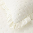 Axyaa Ruffle Pillowcase Set, Quilted Cotton Cover, White, 50*75cm