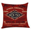 Axyaa Vintage American Linen Pillow Covers, Red Double Bed Cushions 40x40 45x45