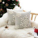Axyaa Christmas Snowflake Plush Pillow Cover Embroidered Cotton Cushion 1PC