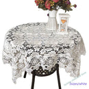 Elegant White Lace Tablecloth with Embroidered Roses by Axyaa for Various Occasions