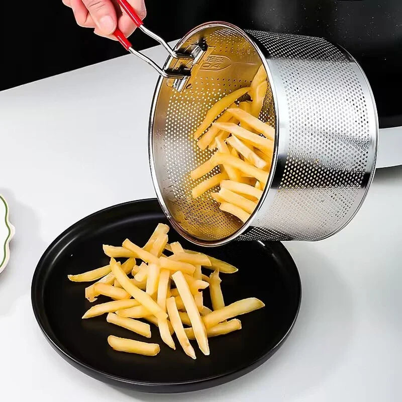 Axya Stainless Steel Frying Basket Filter Strainer for Cooking and Food Preparation